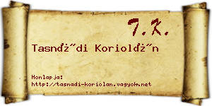 Tasnádi Koriolán névjegykártya